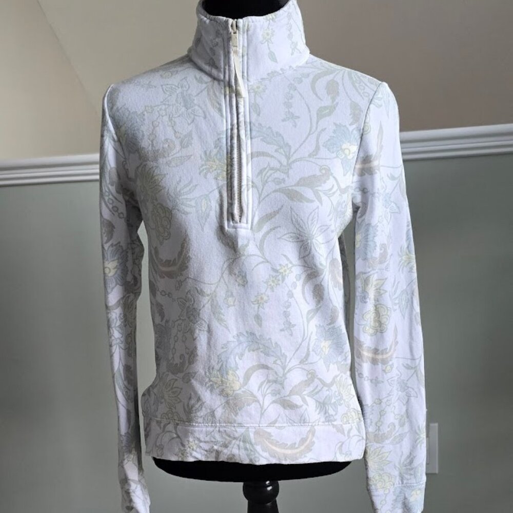 Travis Mathew Fleece Half Zip Pullover Sweatshirt Light Pastel Floral XS